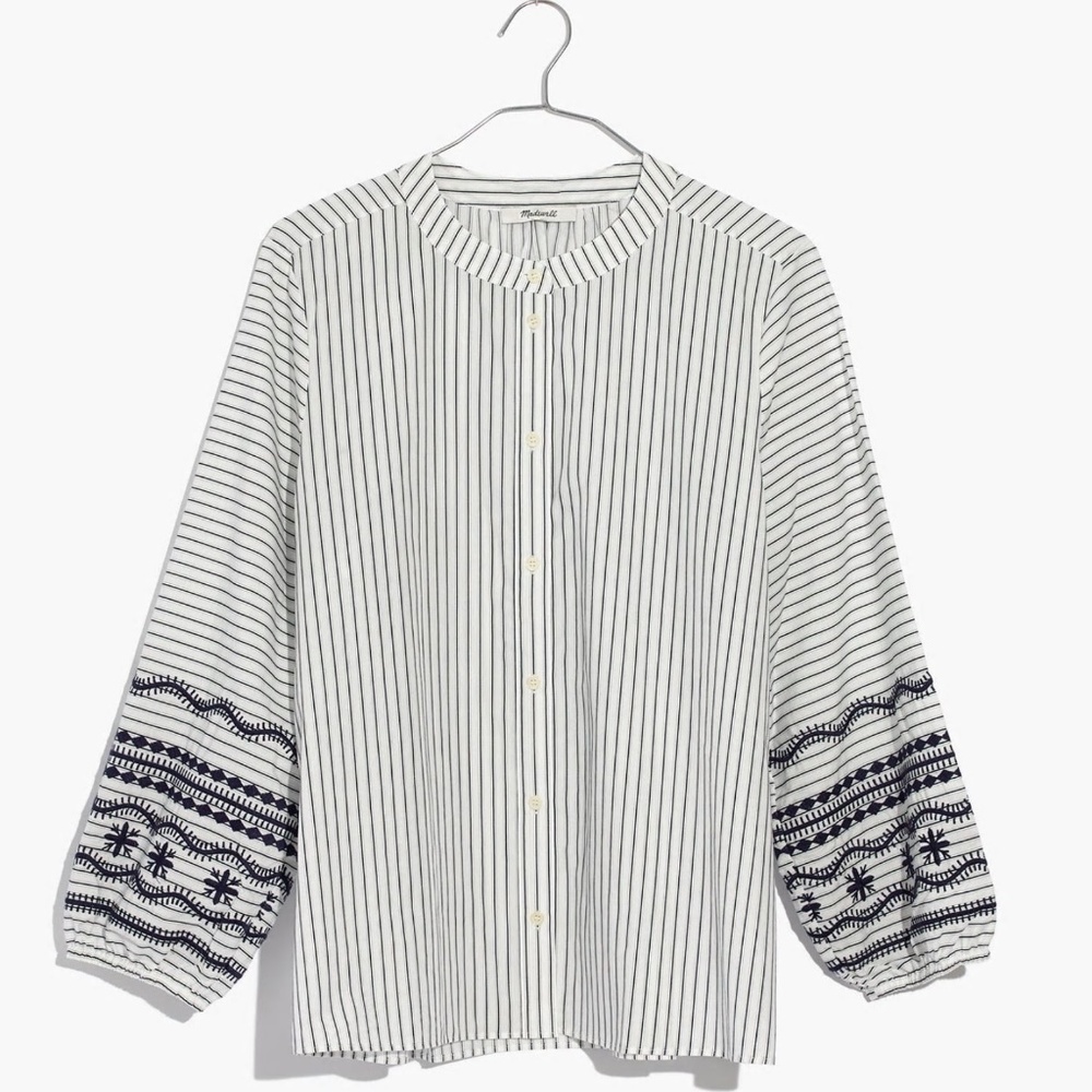 Madewell Striped Embroidered Shirt (NWOT)